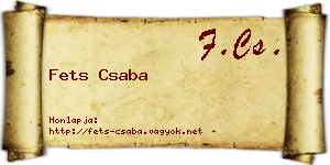 Fets Csaba névjegykártya